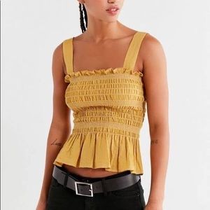 UO Demi Smocked Peplum Tank Top